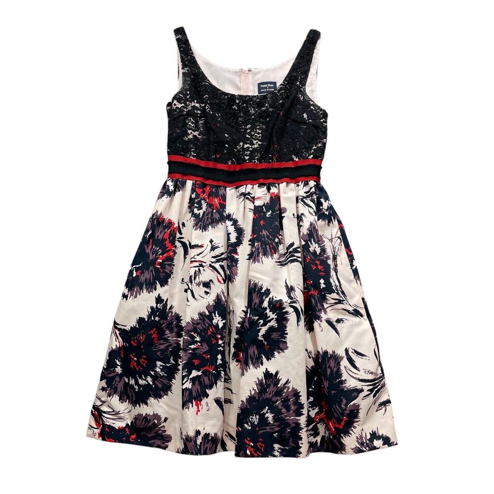 Peter Som 4 Dress Lined Skirt Zipper Back Sleeveless Floral Sequined